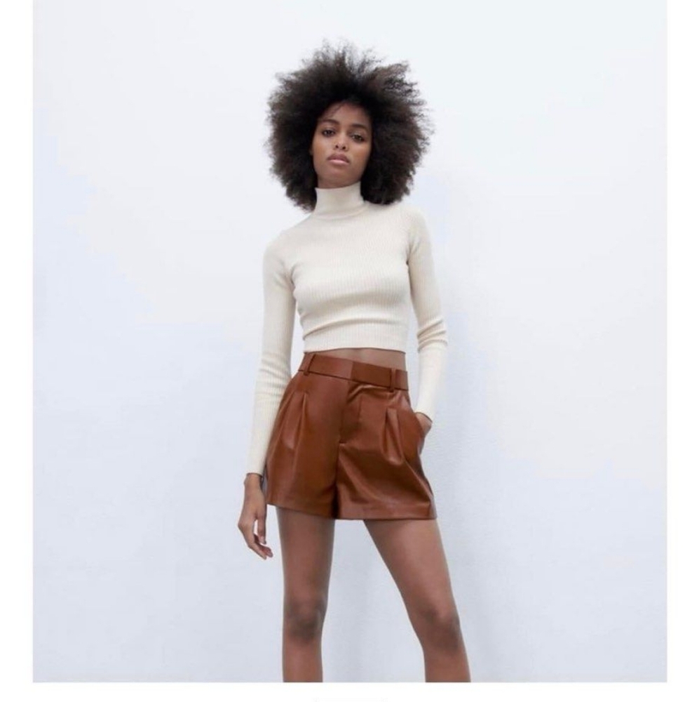 Zara Faux Leather Bermuda Shorts